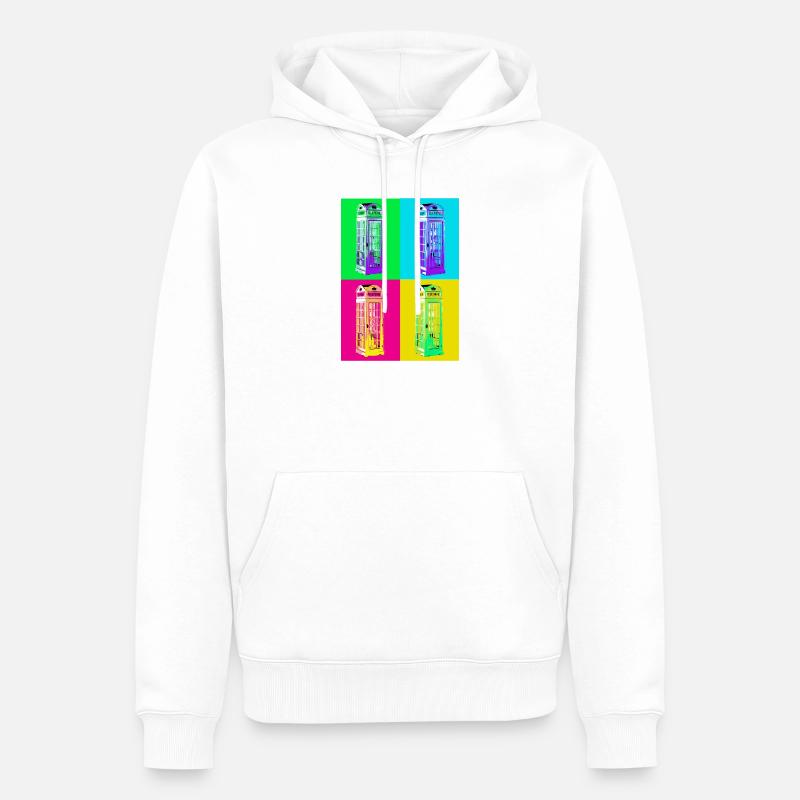 Cabine téléphonique Pop Art multicolore - Sweat à capuche Premium bio Homme - blanc