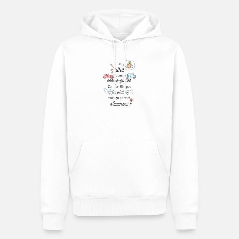 Le rire c'est comme les essuie-glaces - Sweat à capuche Premium bio Homme - blanc