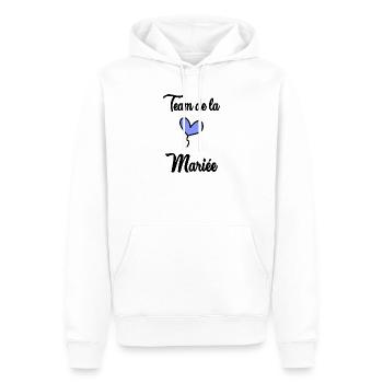 COUPLE. JUST MARRIED. EVJF. SAINT VALENTIN. LOVE. - Sweat à capuche Premium bio Homme - blanc - Devant - Nico (187cm)