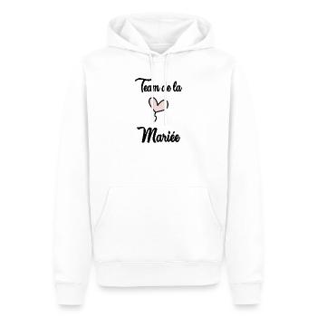 MARIEE. COEUR. COUPLE. JUST MARRIED. EVJF. SAINT V - Sweat à capuche Premium bio Homme - blanc - Devant - Nico (187cm)