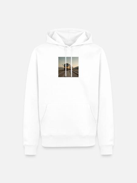 Trainieren Sie in der Abenddämmerung auf den Gleisen - Männer Premium Bio Hoodie - Weiß