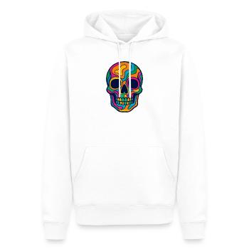 Crâne multicolore Halloween - Sweat à capuche Premium bio Homme - blanc - Devant - Nico (187cm)