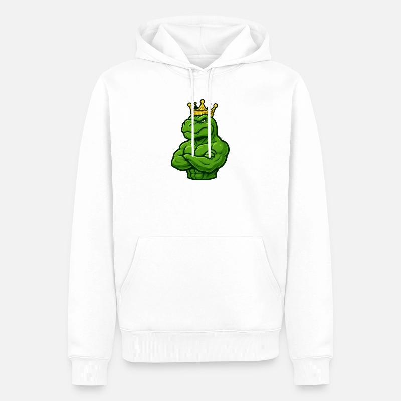 Starker T-Rex Dinosaurier mit Krone Selbstbewusst  - Männer Premium Bio Hoodie - Weiß