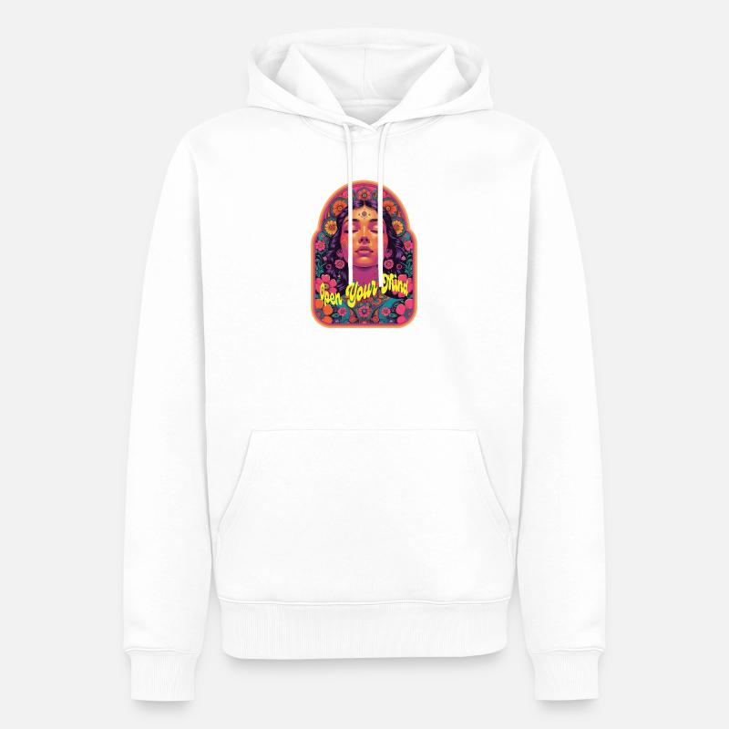 Open Your Mind Psytrance Kandi Bloom - Sweat à capuche Premium bio Homme - blanc