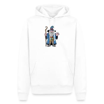 Magicien Cosmique au Chapeau étoilé - Sweat à capuche Premium bio Homme - blanc - Devant - Nico (187cm)
