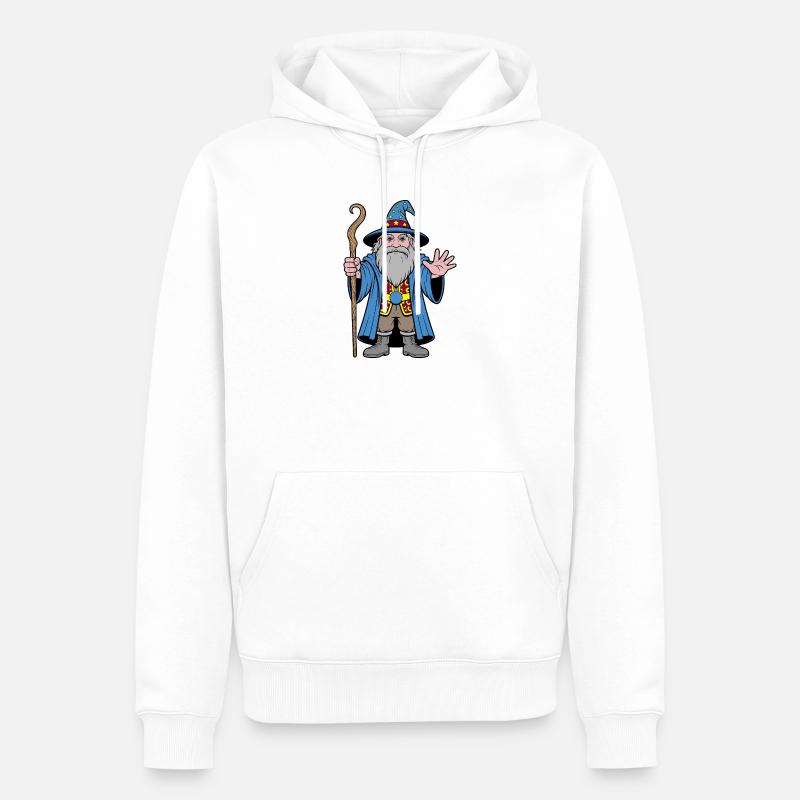 Kosmischer Zauberer mit Sternenhut - Männer Premium Bio Hoodie - Weiß