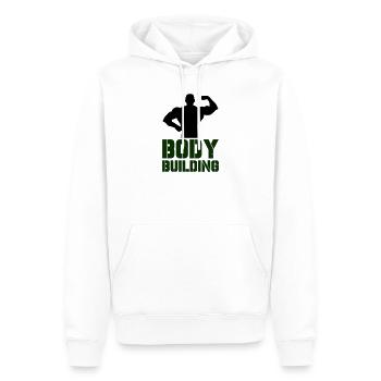 Typographie puissante du culturisme - Sweat à capuche Premium bio Homme - blanc - Devant - Nico (187cm)
