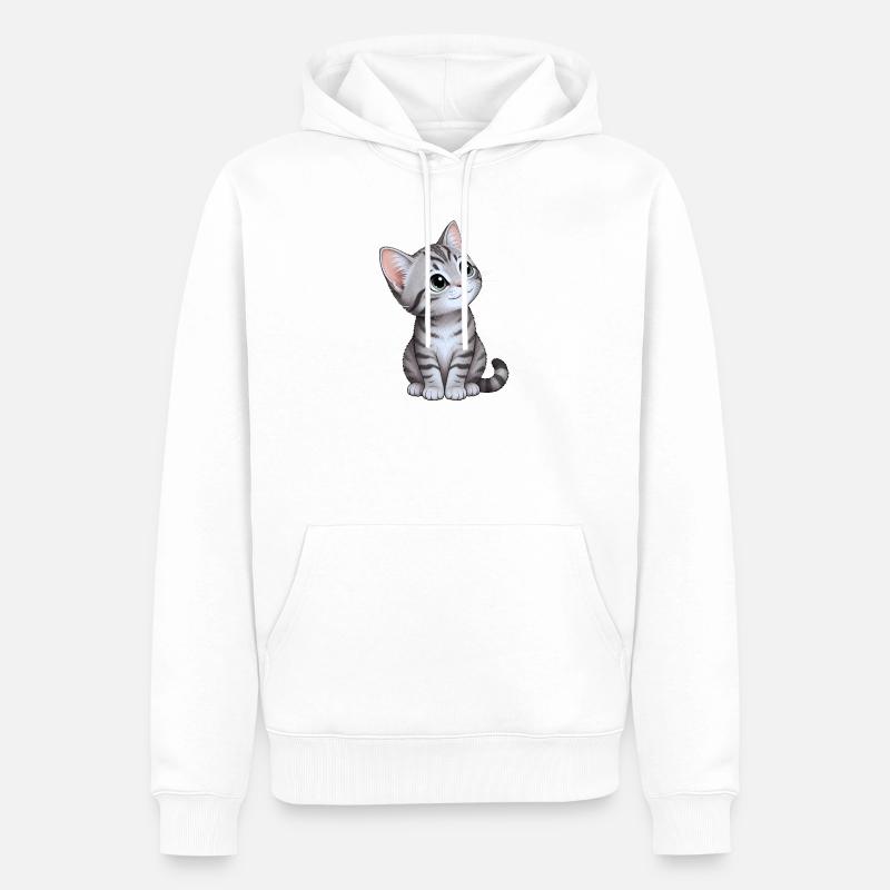 chaton mignon - Sweat à capuche Premium bio Homme - blanc