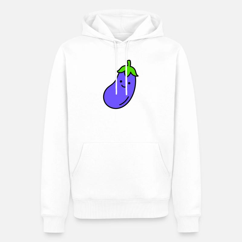 aubergine - Sweat à capuche Premium bio Homme - blanc
