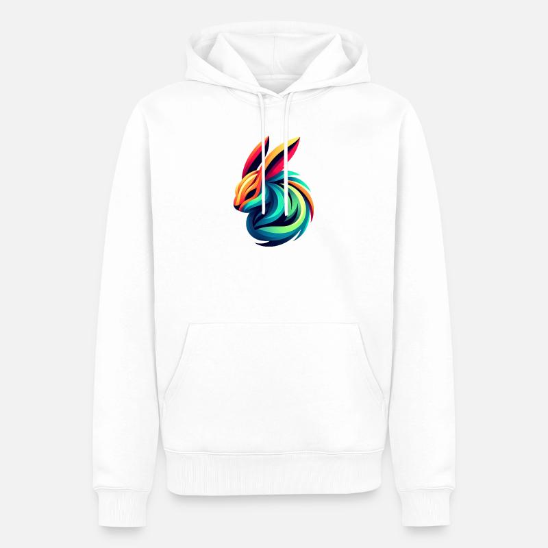 Lapin Couleur Éclatante - Sweat à capuche Premium bio Homme - blanc