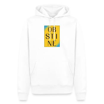 Stur im gelben Kontrast - Männer Premium Bio Hoodie - Weiß - Vorne - Nico (187cm)