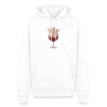 Des jambes dans un verre de vin — dessin animé ludique - Sweat à capuche Premium bio Homme - blanc - Devant - Nico (187cm)