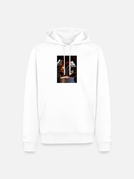 Dachboden-Leseoase im Warmlicht - Männer Premium Bio Hoodie - Weiß