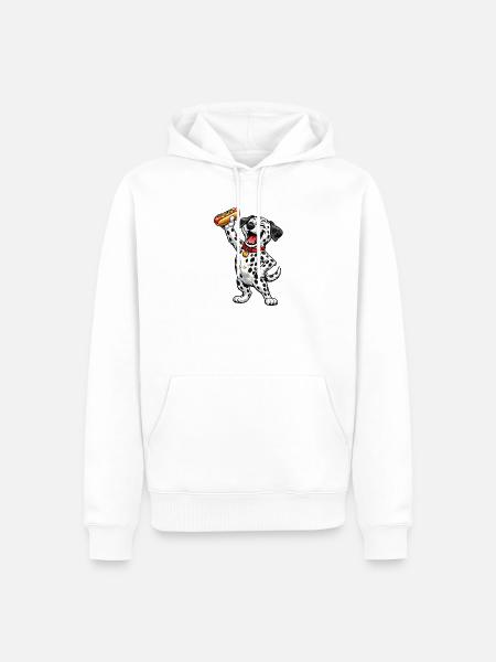 Dalmatiner mit Hot Dog - Männer Premium Bio Hoodie - Weiß