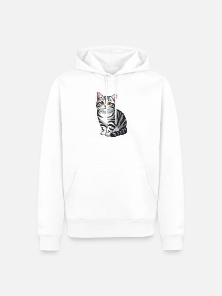 Tabby-Katzenporträt - Männer Premium Bio Hoodie - Weiß