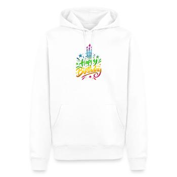 Zum Geburtstag viel Glückwunsch – bunter Farbverlauf - Männer Premium Bio Hoodie - Weiß - Vorne - Nico (187cm)
