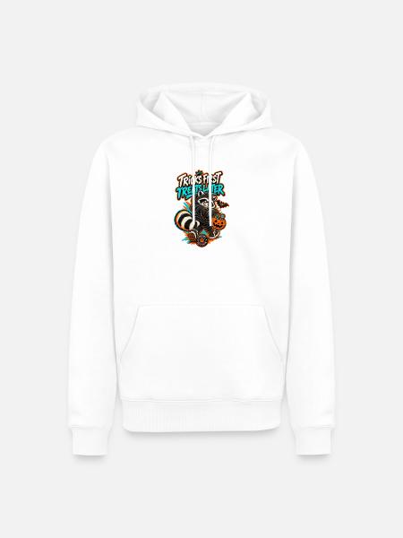 RobVibe Wildclub – Halloween-Waschbär - Männer Premium Bio Hoodie - Weiß