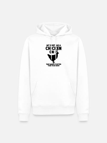 Huhn Shirt Humor - Männer Premium Bio Hoodie - Weiß