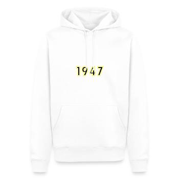1947 Année Anniversaire - Sweat à capuche Premium bio Homme - blanc - Devant - Nico (187cm)