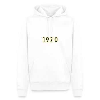 1970 Année Anniversaire - Sweat à capuche Premium bio Homme - blanc - Devant - Nico (187cm)