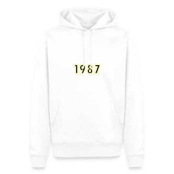 1987 Année Anniversaire - Sweat à capuche Premium bio Homme - blanc - Devant - Nico (187cm)