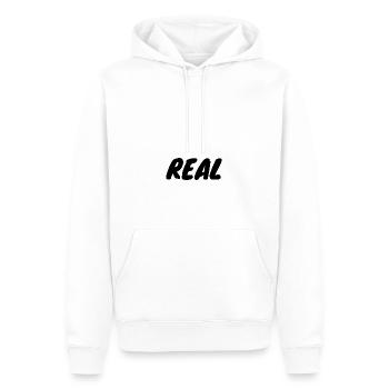 Real - Männer Premium Bio Hoodie - Weiß - Vorne - Nico (187cm)