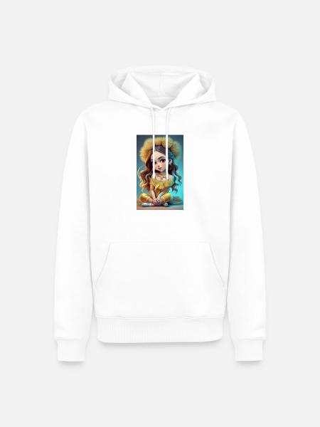 Mädchen in Gold gekleidet - Männer Premium Bio Hoodie - Weiß