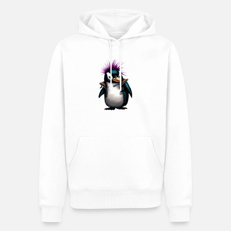 PENGUPUNKS - Sweat à capuche Premium bio Homme - blanc