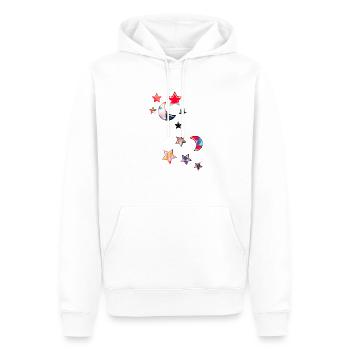 sterne ,mond,stern,gelb,illustration,rot,bunt - Männer Premium Bio Hoodie - Weiß - Vorne - Nico (187cm)