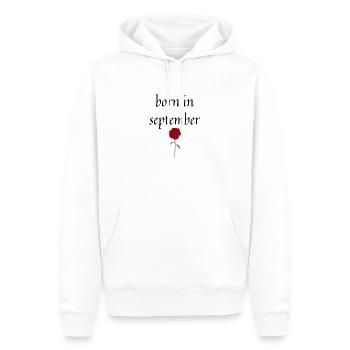 né en septembre - Sweat à capuche Premium bio Homme - blanc - Devant - Nico (187cm)