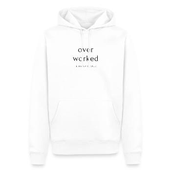 over worked under f... - Männer Premium Bio Hoodie - Weiß - Vorne - Nico (187cm)