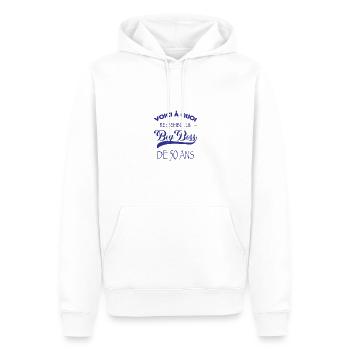 Bigboss de 50 ans - Sweat à capuche Premium bio Homme - blanc - Devant - Nico (187cm)