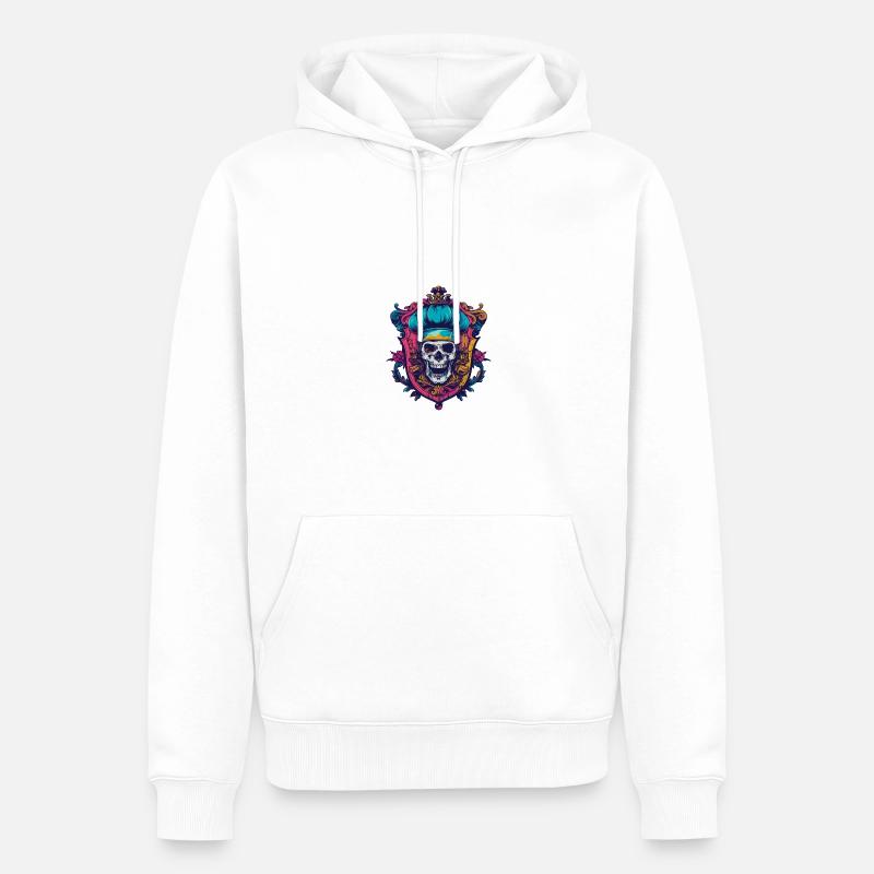 Crâne Squelette Chef - Sweat à capuche Premium bio Homme - blanc