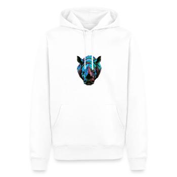 Portrait de rhinocéros coloré - Sweat à capuche Premium bio Homme - blanc - Devant - Nico (187cm)