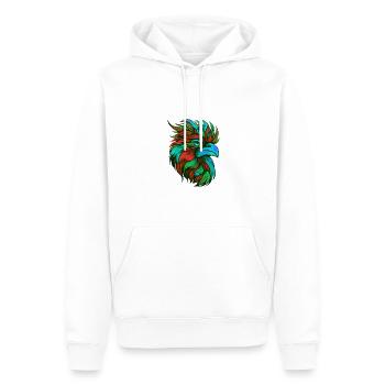Hahn Porträt Bunt - Männer Premium Bio Hoodie - Weiß - Vorne - Nico (187cm)