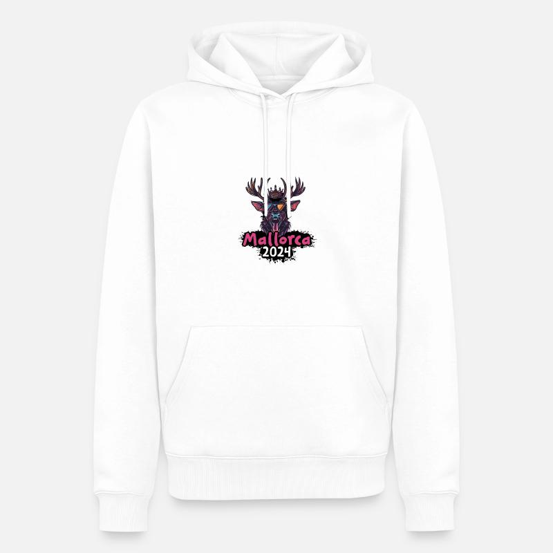 Mallorca 2024 Hirsch - Männer Premium Bio Hoodie - Weiß