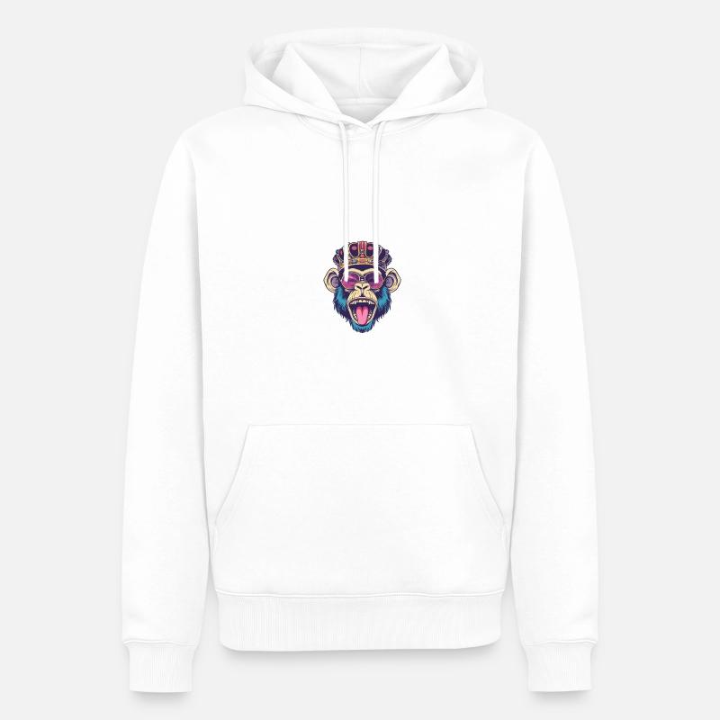 Bande dessinée Singe - Sweat à capuche Premium bio Homme - blanc