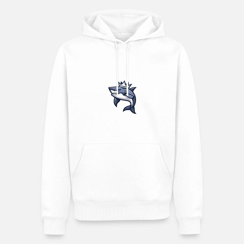 Couronne de bande dessinée requin - Sweat à capuche Premium bio Homme - blanc