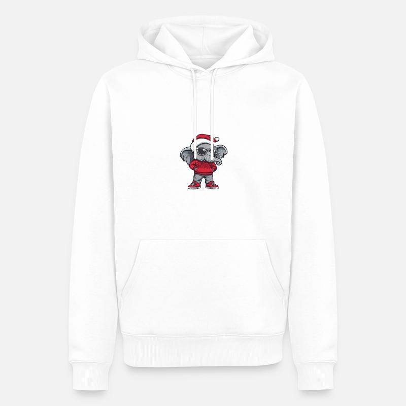 Noël éléphant Noël - Sweat à capuche Premium bio Homme - blanc