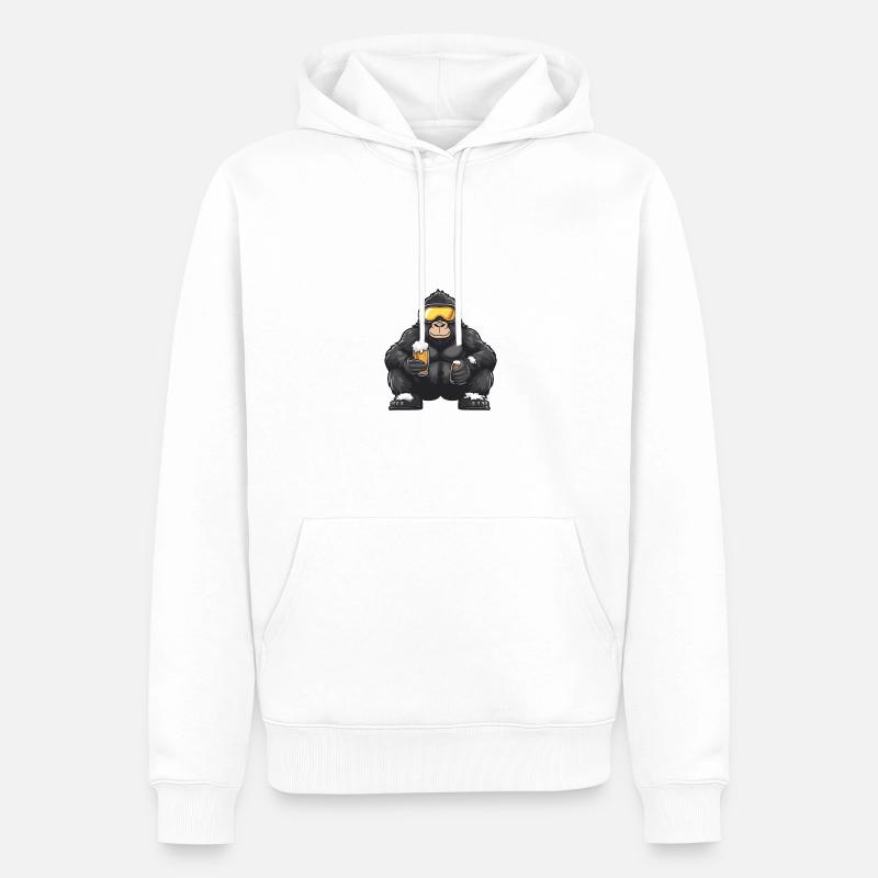 Gorilla Ski Bier - Männer Premium Bio Hoodie - Weiß