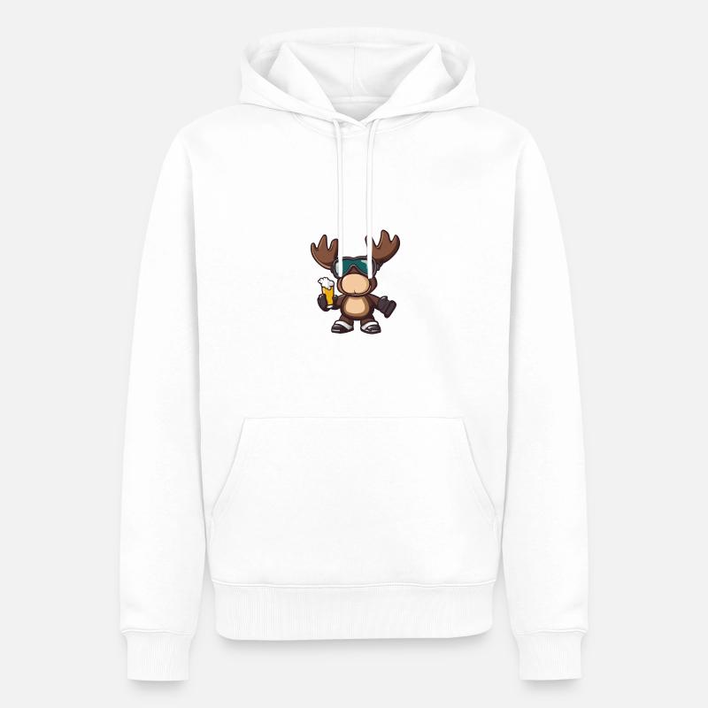 Bière Moose Ski - Sweat à capuche Premium bio Homme - blanc