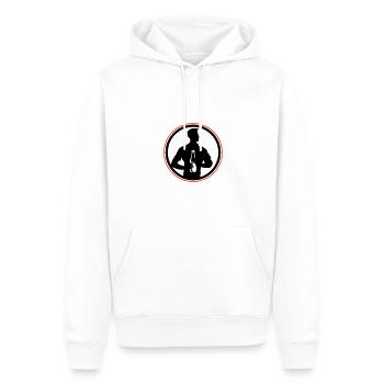 Silhouette de bouteille de bière buvant - Sweat à capuche Premium bio Homme - blanc - Devant - Nico (187cm)