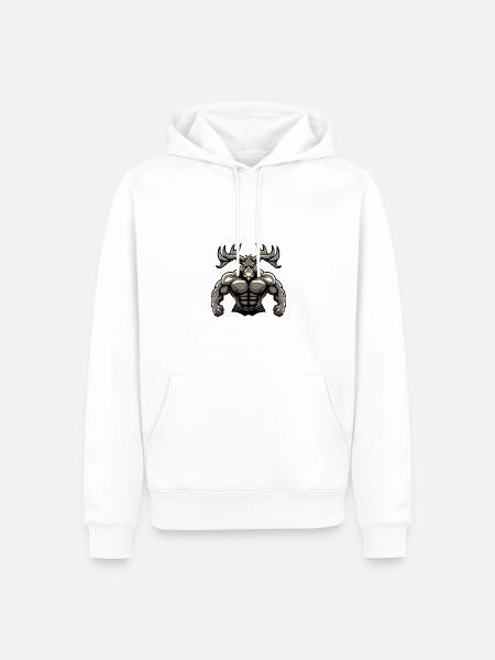 Moose Muscles Bodybuilding - Men’s Premium Organic Hoodie - white
