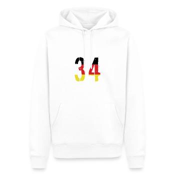 Maillot 34 Numéro Allemagne - Sweat à capuche Premium bio Homme - blanc - Devant - Nico (187cm)