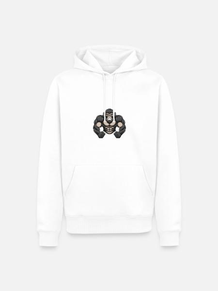 Affe Muskeln Bodybuilding - Männer Premium Bio Hoodie - Weiß