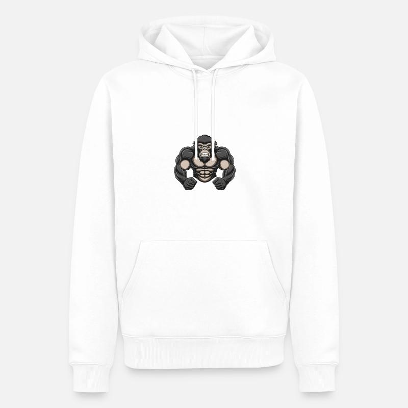 Monkey Muscles Bodybuilding - Men’s Premium Organic Hoodie - white