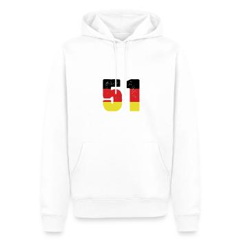 51 Numéro Jersey Allemagne - Sweat à capuche Premium bio Homme - blanc - Devant - Nico (187cm)