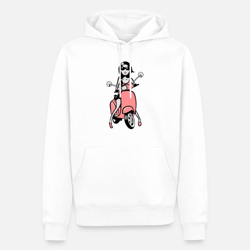 motorroller mädchen style look - Männer Premium Bio Hoodie - Weiß