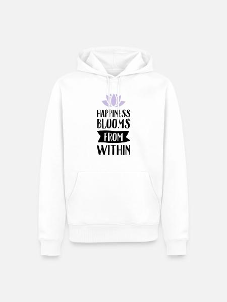 Happiness Blooms From Within - Men’s Premium Organic Hoodie - white