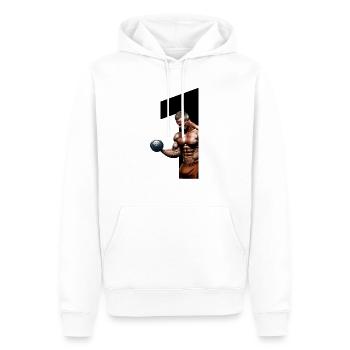 Bodybuilding - Männer Premium Bio Hoodie - Weiß - Vorne - Nico (187cm)